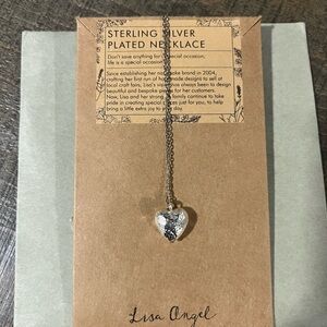Sterling Silver Plated Heart Pendant Necklace - Silver